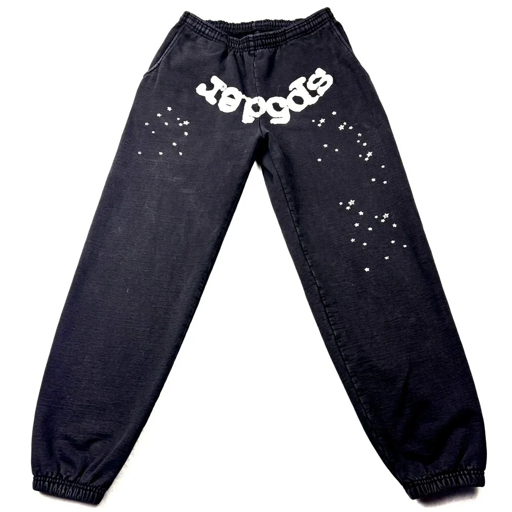 Sp5der Worldwide Black Puff Print Sweatpants Joggers Large Made in Los‎ Angeles